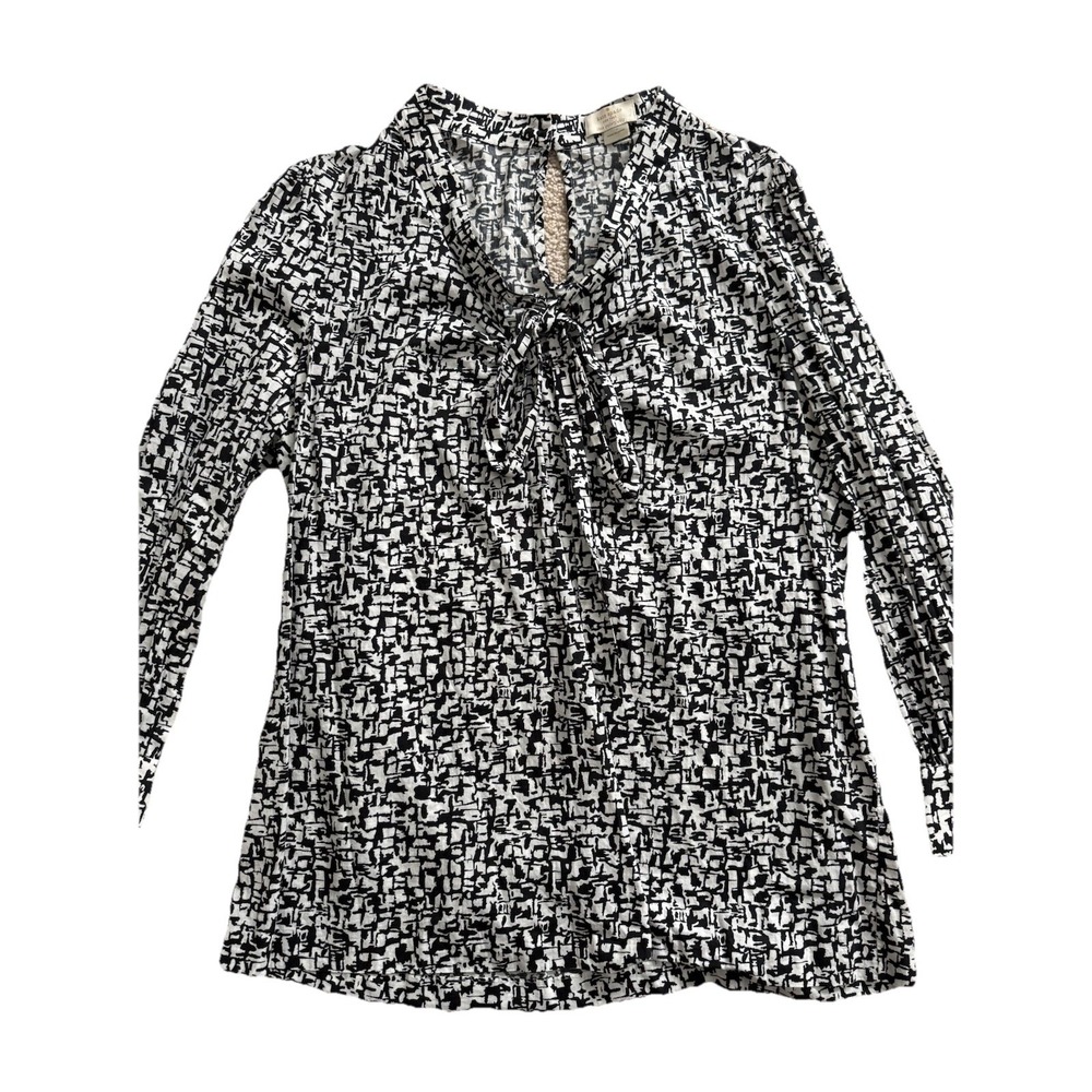 Kate Spade Reade Tie Neck Black and White  Blouse Size Small? Check Measurements